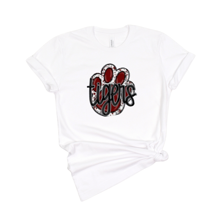 Women's Maroon Tigers Pawprint T-shirt