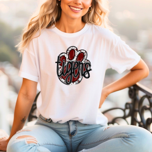 Women's Maroon Tigers Pawprint T-shirt